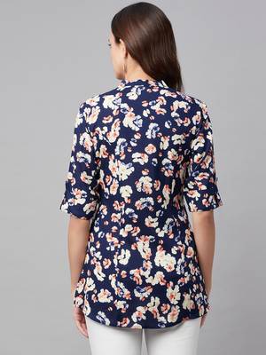 Navy-blue printed viscose rayon tunics 4