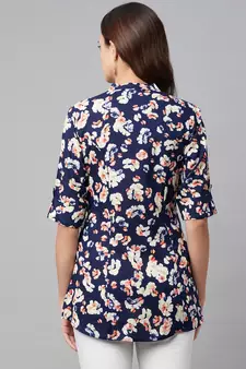 Navy-blue printed viscose rayon tunics