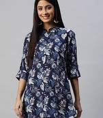 Navy-blue printed viscose rayon tunics