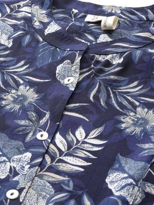 Navy-blue printed viscose rayon tunics 2