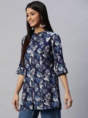 Navy-blue printed viscose rayon tunics 3