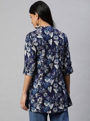 Navy-blue printed viscose rayon tunics 4