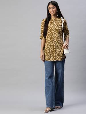 Coffee printed viscose rayon tunics 5