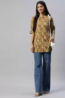 Coffee printed viscose rayon tunics