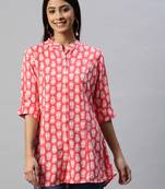 Pink printed viscose rayon tunics