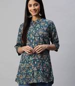 Navy-blue printed viscose rayon tunics