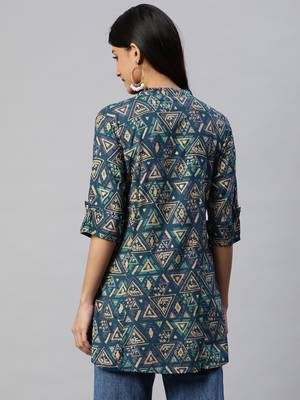 Navy-blue printed viscose rayon tunics 4