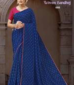 Art Silk Woven Bandhej Saree With Buti And Lace Border Work