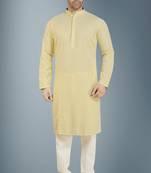 Yellow embroidered pure georgette kurta-pajama