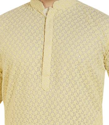 Yellow embroidered pure georgette kurta-pajama 2