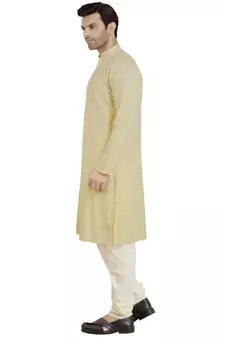 Yellow embroidered pure georgette kurta-pajama
