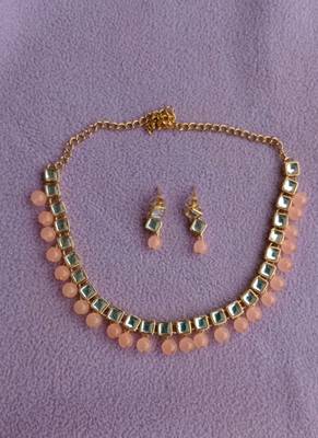 Pink Kundan necklace set  1