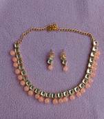 Pink Kundan necklace set 