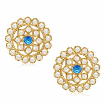Gold Plated Pearl Diamond Pink Kundan Choker Necklace with Round Earrings Traditional Jewellery Set 3