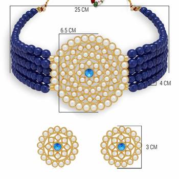 Gold Plated Pearl Diamond Pink Kundan Choker Necklace with Round Earrings Traditional Jewellery Set 4