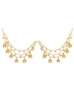 Jewel Farm Gold Plated Bahubali Inspired Three Layered Pearl Ear Chain For Women