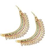 Jewel Farm Gold Plated Bahubali Inspired Three Layered Pearl Ear Chain For Women