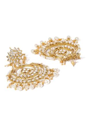 Simply your's Gold Plated Traditional Kundan & Pearl Earring with Maang Tikka Set 2