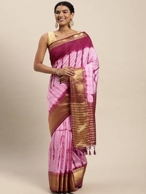 Purple Vallabhi Silk Blend Saree With Blouse Piece 1