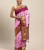 Purple Vallabhi Silk Blend Saree With Blouse Piece