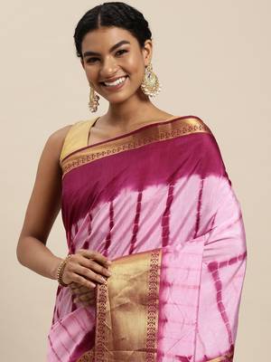 Purple Vallabhi Silk Blend Saree With Blouse Piece 2