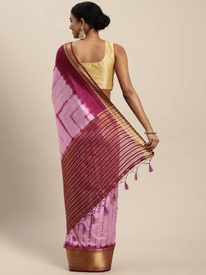 Purple Vallabhi Silk Blend Saree With Blouse Piece 4
