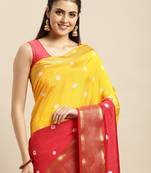 Red Vallabhi Silk Blend Saree With Blouse Piece
