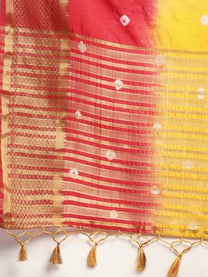 Red Vallabhi Silk Blend Saree With Blouse Piece 4