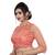 Himalay FashionBand Collar Embriodered Peach Color 3/4 Sleeve Blouse For Saree