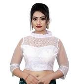 Himalay FashionBand Collar Embriodered Pink Color 3/4 Sleeve Blouse For Saree