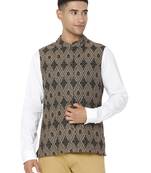 Grey woven cotton nehru-jacket