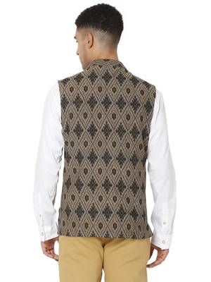 Grey woven cotton nehru-jacket 2