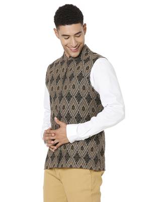 Grey woven cotton nehru-jacket 3
