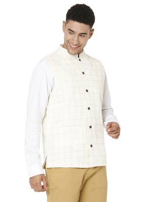 White woven cotton nehru-jacket 4