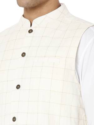 White woven cotton nehru-jacket 5
