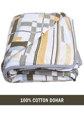 AJANTA HANDLOOM HOUSE 100% Cotton Reversible Single Dohar | Comforter for AC Brown Grey 1