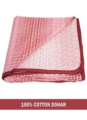 AJANTA HANDLOOM HOUSE 100% Cotton Reversible Single Dohar | Comforter for AC Pink Maroon 1