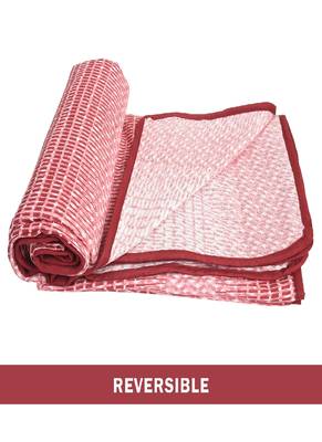 AJANTA HANDLOOM HOUSE 100% Cotton Reversible Single Dohar | Comforter for AC Pink Maroon 2