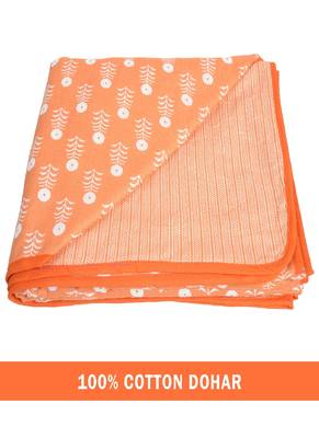 AJANTA HANDLOOM HOUSE 100% Cotton Reversible Single Dohar Orange | Comforter for AC 1