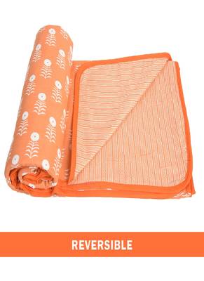 AJANTA HANDLOOM HOUSE 100% Cotton Reversible Single Dohar Orange | Comforter for AC 2