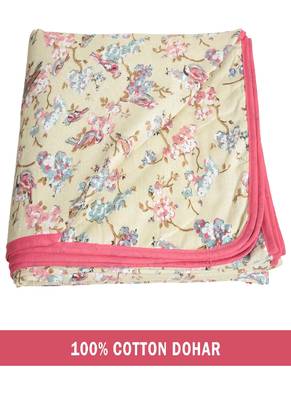 AJANTA HANDLOOM HOUSE 100% Cotton Reversible Single Dohar | Comforter for AC Beige Pink 1