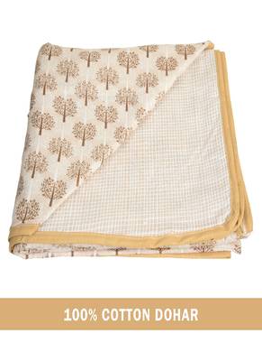 AJANTA HANDLOOM HOUSE 100% Cotton Reversible Single Dohar | Comforter for AC Beige Cream 1