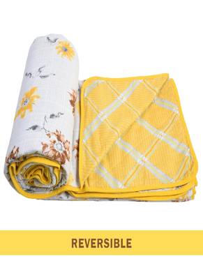 AJANTA HANDLOOM HOUSE 100% Cotton Reversible Single Dohar Yellow| Comforter for AC 2