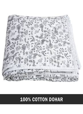 AJANTA HANDLOOM HOUSE 100% Cotton Reversible Single Dohar | Comforter for AC Grey White 1