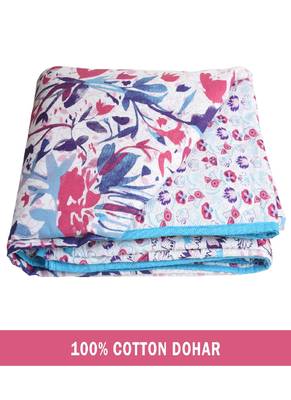 AJANTA HANDLOOM HOUSE 100% Cotton Reversible Single Dohar | Comforter for AC  Pink Blue 1