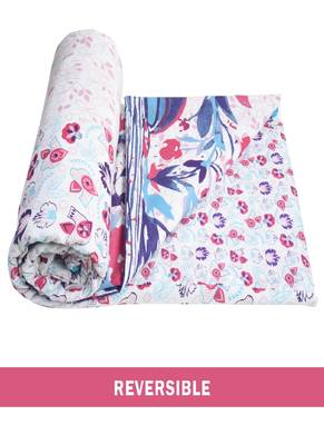 AJANTA HANDLOOM HOUSE 100% Cotton Reversible Single Dohar | Comforter for AC  Pink Blue 2