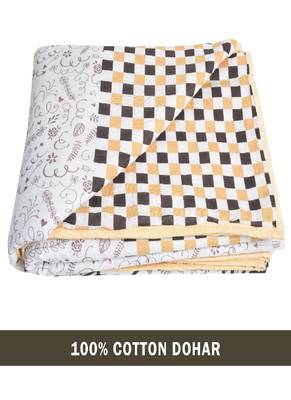 AJANTA HANDLOOM HOUSE 100% Cotton Reversible Single Dohar | Comforter for AC Brown White 1
