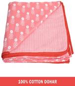 AJANTA HANDLOOM HOUSE 100% Cotton Reversible Single Dohar | Comforter for AC Peach White