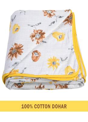 AJANTA HANDLOOM HOUSE 100% Cotton Reversible Double Dohar Yellow| Comforter for AC 1
