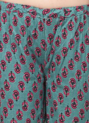 Dusty blue And Pink Floral Printed Kaftan Night Suit Set 5